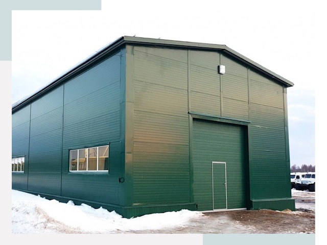 Двускатные ангары в Зеленодольске